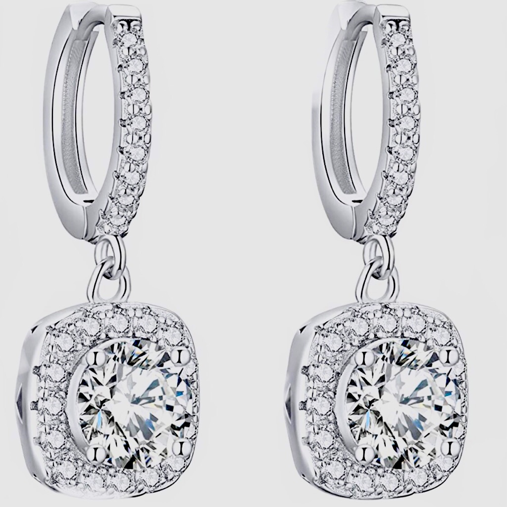 20 Ct Moissanite Hoop Earings 18k White Gold Over 925